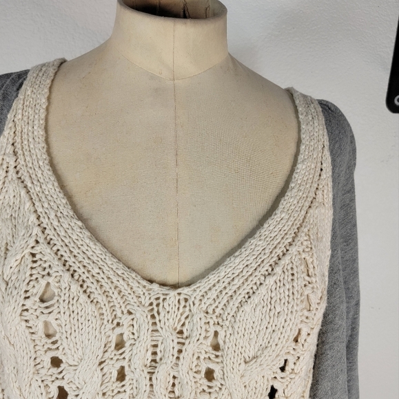 Free People Sz M/L Hideaway Cable Knit Sweater Top Longline OB652896 - Picture 4 of 15
